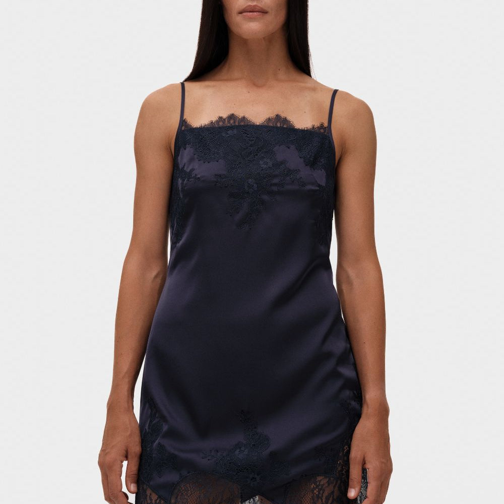 Silk Mini Dress With Lace