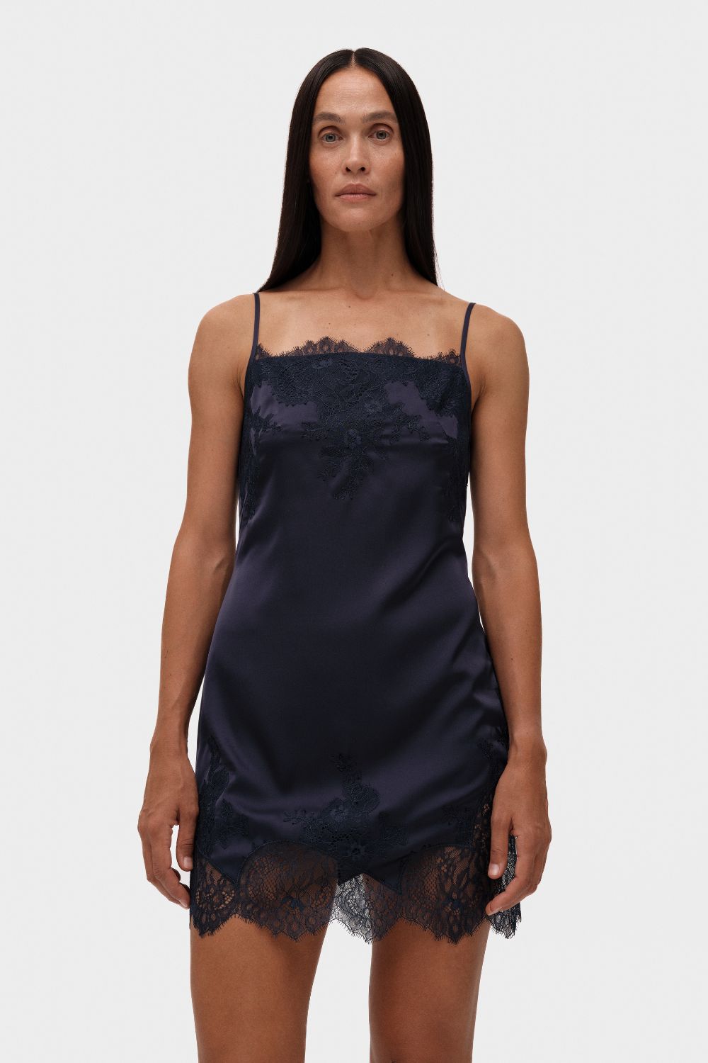 Silk Mini Dress With Lace