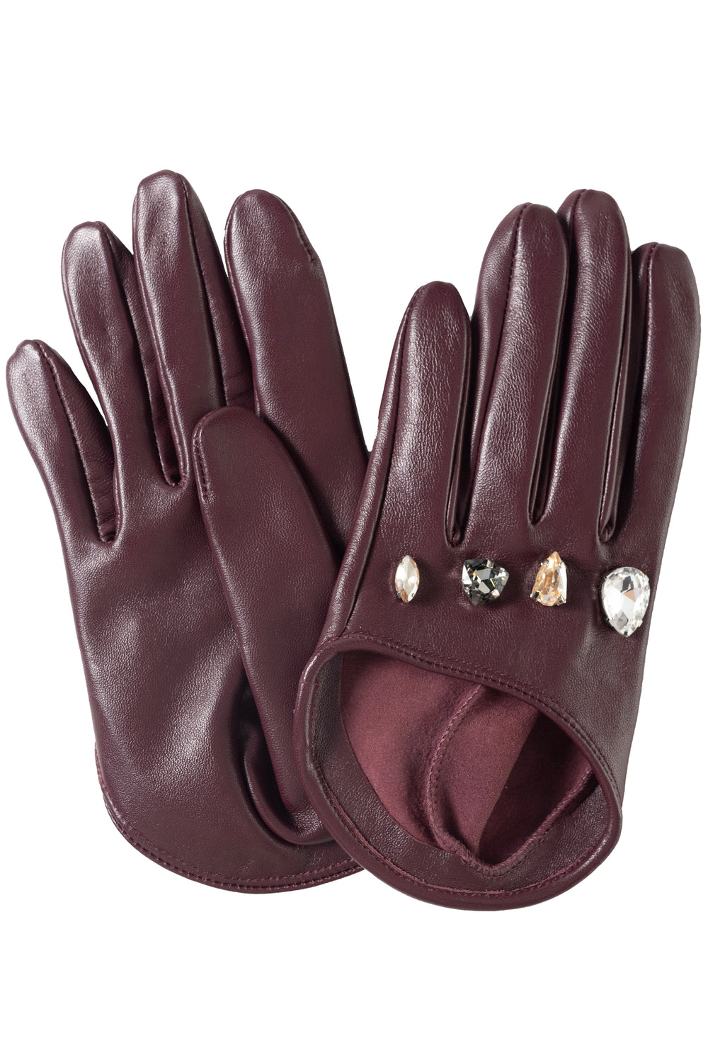 Leather Gloves With Crystals