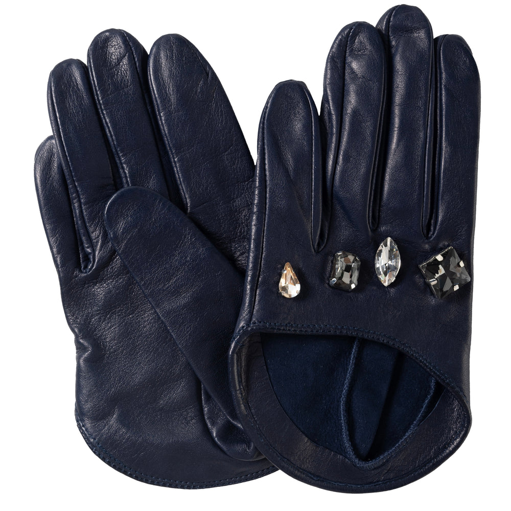 Leather Gloves With Crystals