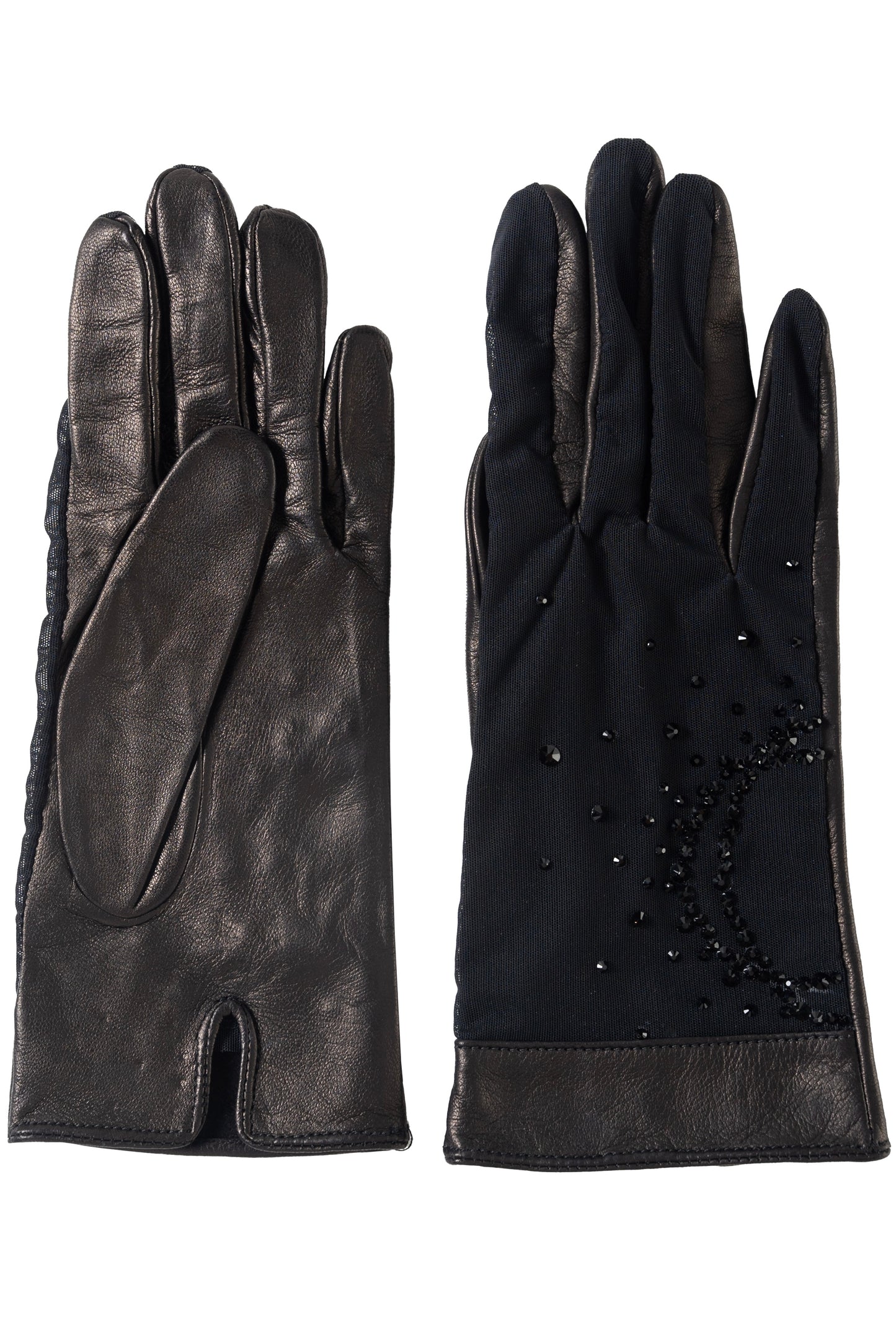 Leather Gloves With Rhinestones