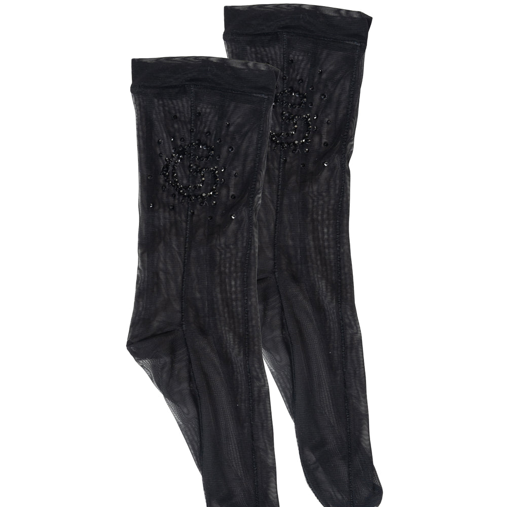 Short Mesh Socks With Rhinestones