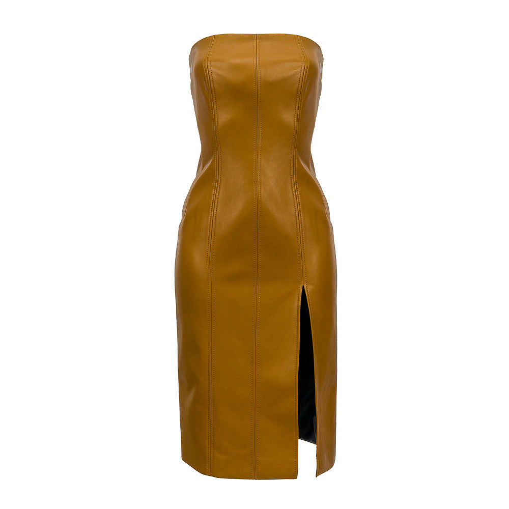 Eco-Leather Dress with Cut-Out