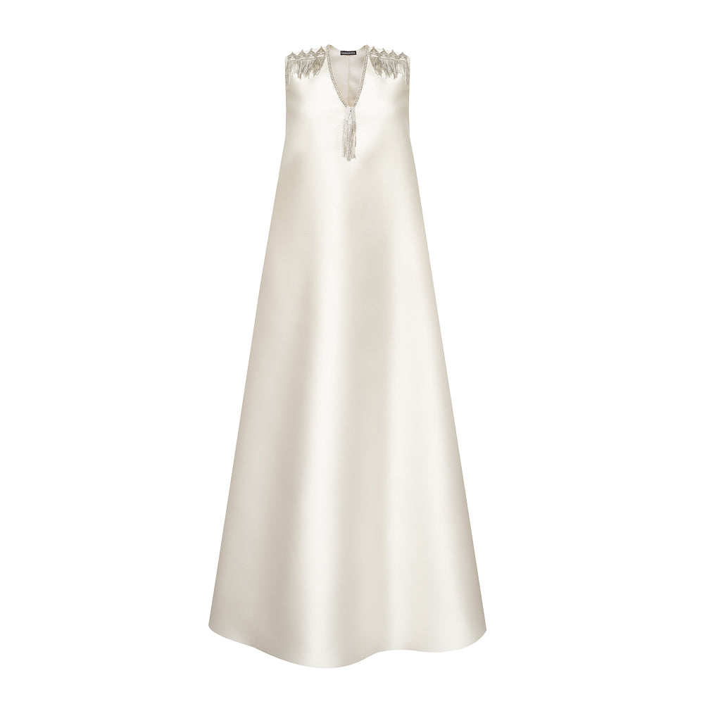 Taffeta Maxi Dress with Implements
