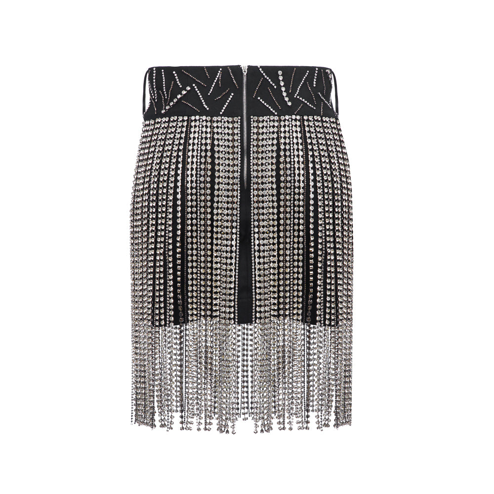 Skirt With Long Crystal Fringe